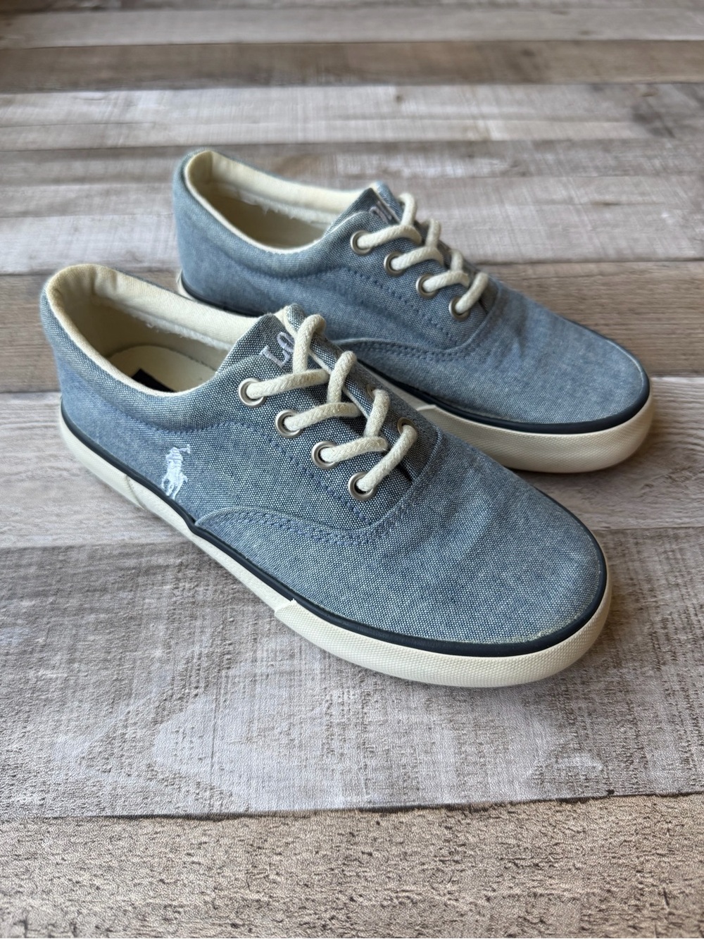 Polo Ralph Lauren Forestmont Canvas Sneakers Blue Chambray Unisex Kids Size 13